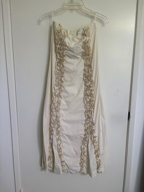 Wuthering Heights Inspired Zara Midi Dress with Embossed Ruffles Medium